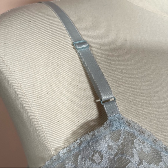 Vintage 40 50 Retro Vanity Fair Pale Blue Lace mini Slip Dress Night Gown - Picture 9 of 17